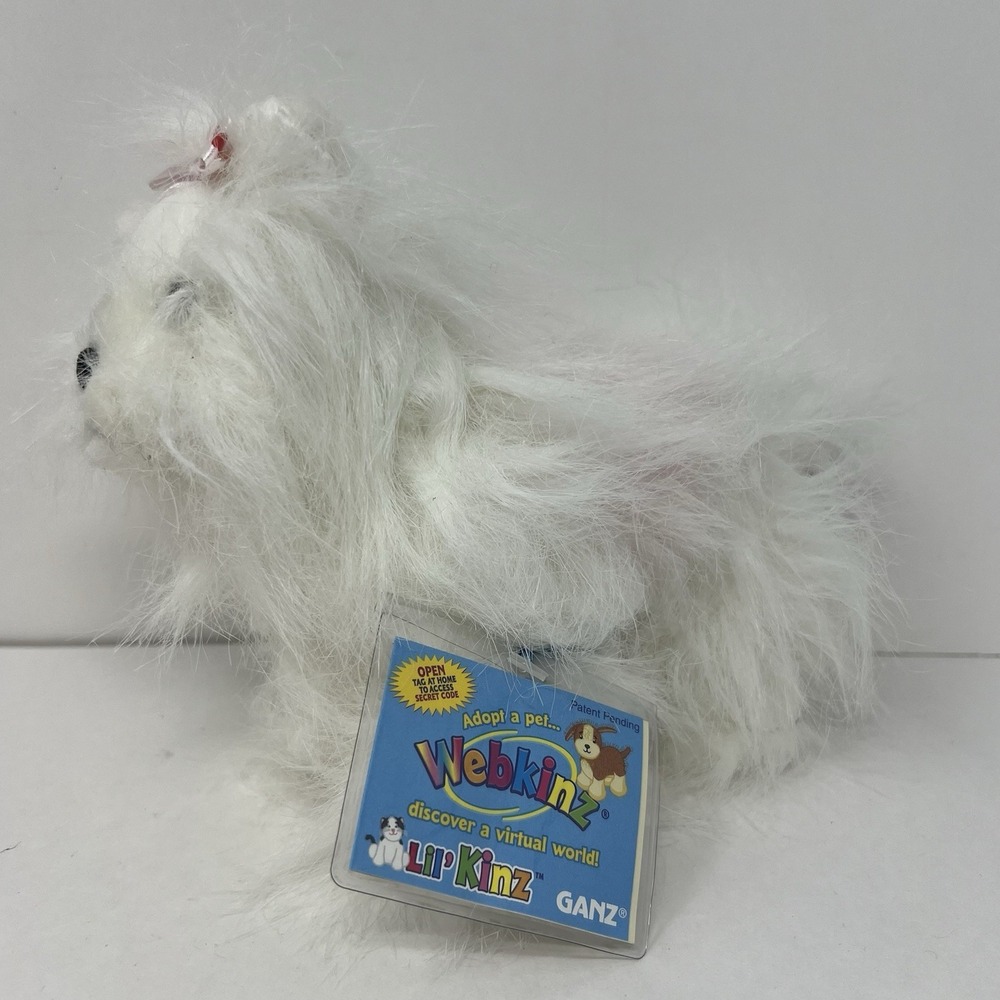 Ganz Yorkie HS070 white dog plush Webkinz lil'kinz Stuffed Animal Toy w/ code